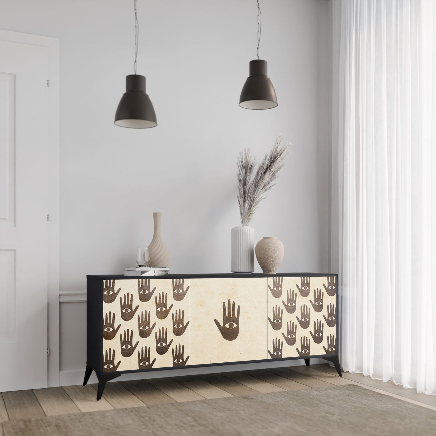 SEE MORE 3-Door Sideboard in Black Finish