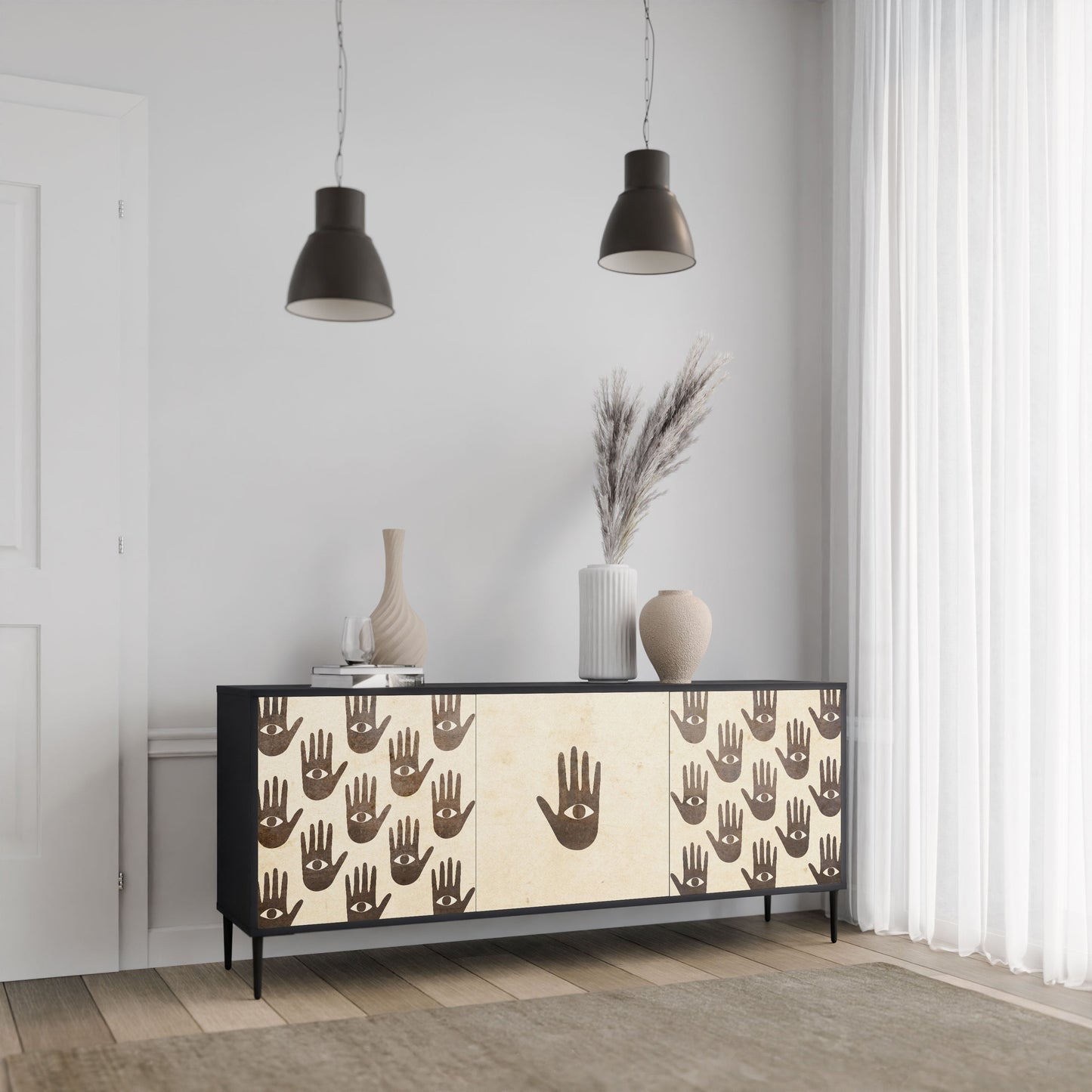 SEE MORE 3-Door Sideboard in Black Finish