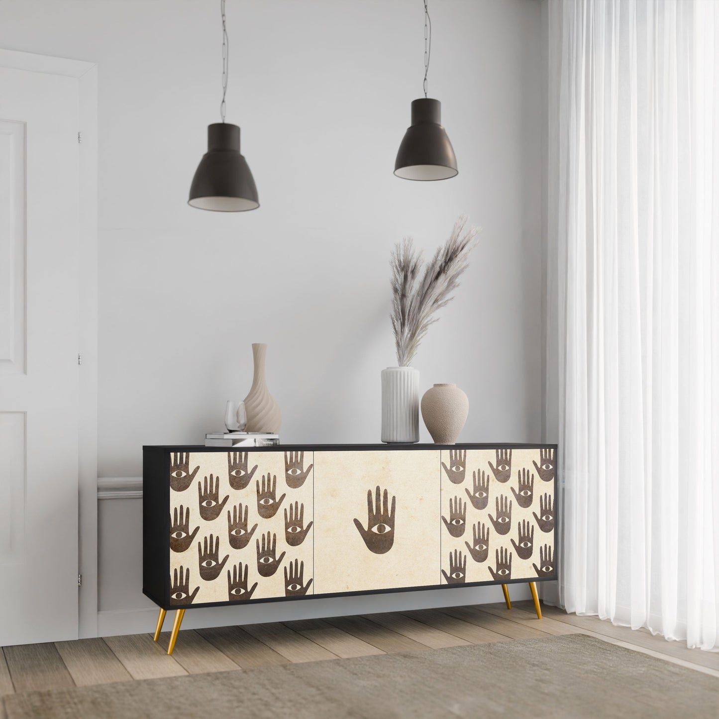 SEE MORE 3-Door Sideboard in Black Finish