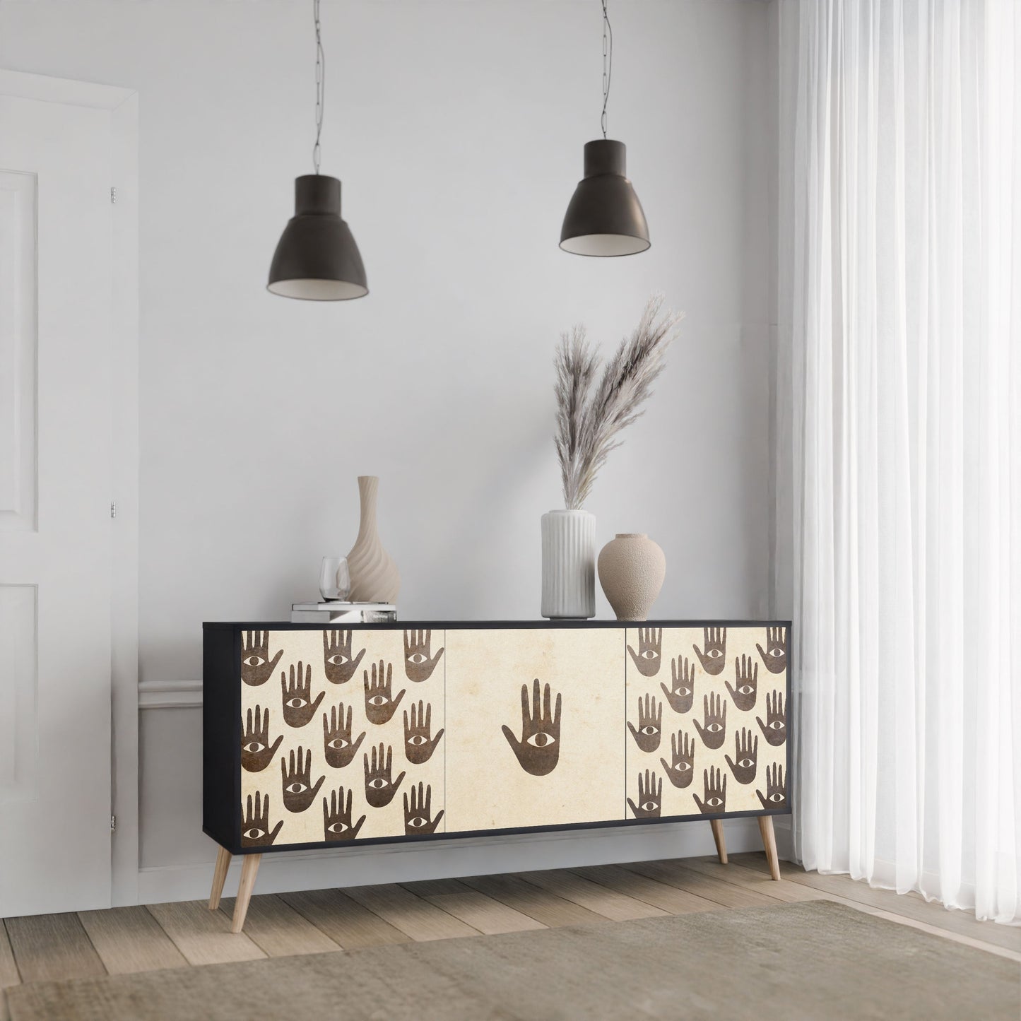 SEE MORE 3-Door Sideboard in Black Finish