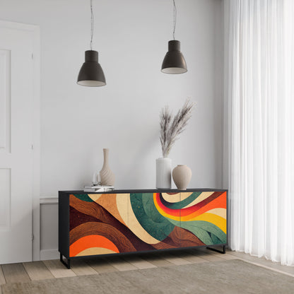 Buffet 3 portes COLORFUL STRANDS en finition noire