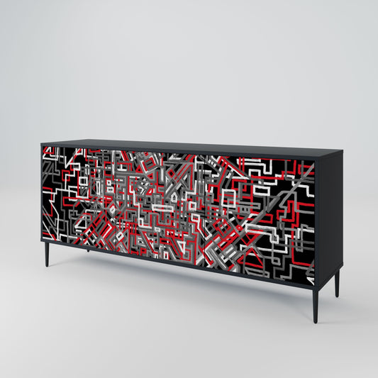 Credenza BROKEN LINES a 3 ante in finitura nera