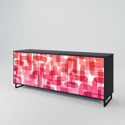 Credenza a 3 ante KALEIDOSCOPIC CUBISM in finitura nera