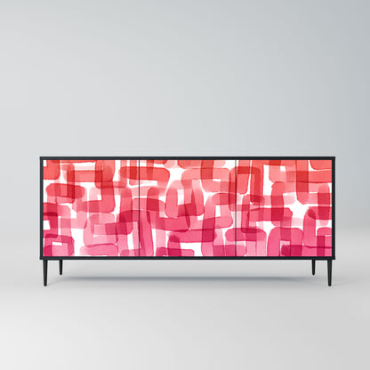 Credenza a 3 ante KALEIDOSCOPIC CUBISM in finitura nera