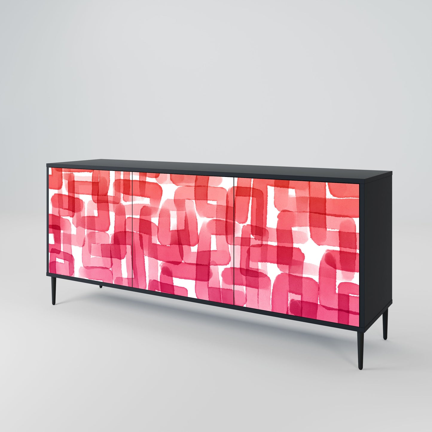 Credenza a 3 ante KALEIDOSCOPIC CUBISM in finitura nera