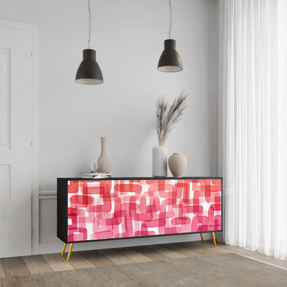 Credenza a 3 ante KALEIDOSCOPIC CUBISM in finitura nera