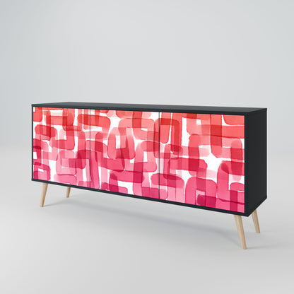 Credenza a 3 ante KALEIDOSCOPIC CUBISM in finitura nera