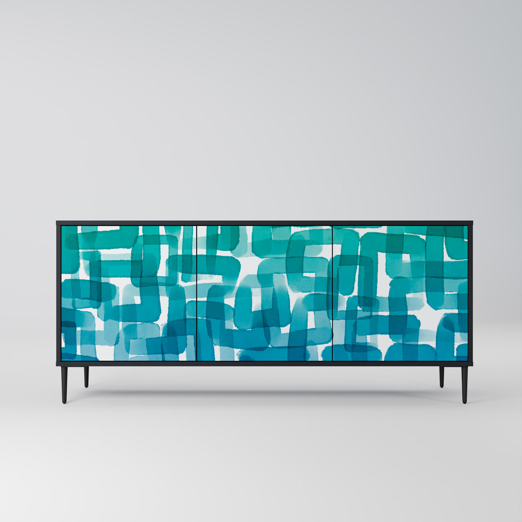 TURQUOISE RECTANGLES 3-Door Sideboard