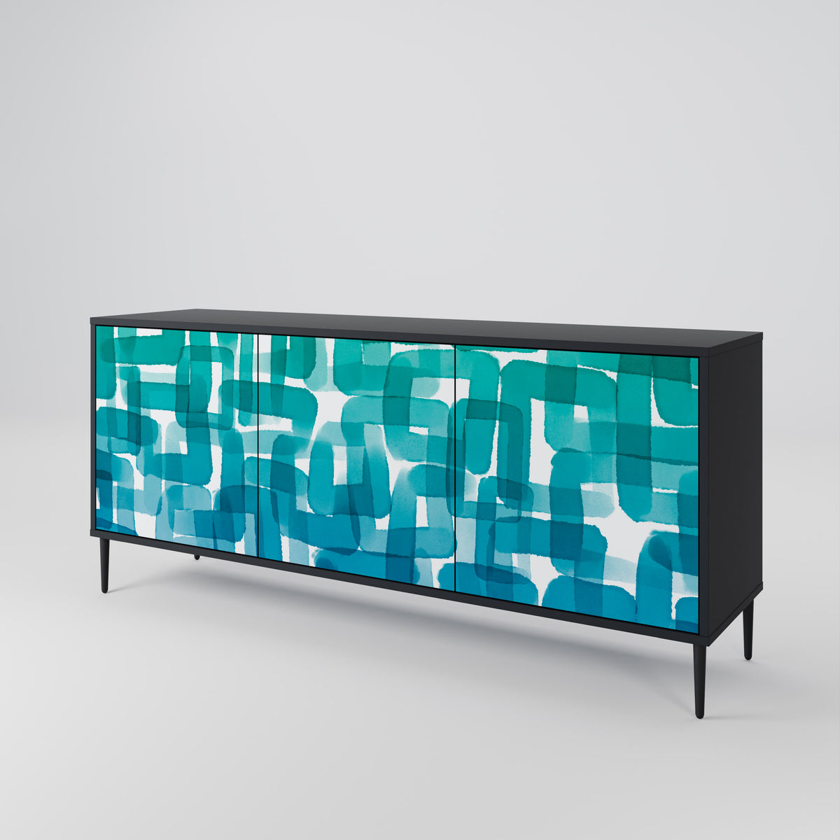 TURQUOISE RECTANGLES Třídveřová komoda