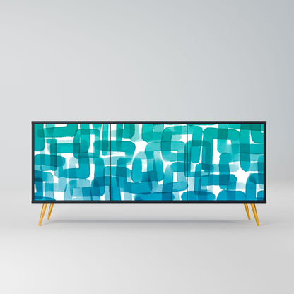 TURQUOISE RECTANGLES 3-Door Sideboard in Black Finish