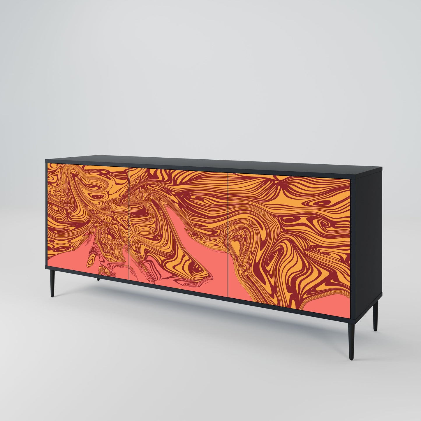 Credenza a 3 ante FLOATING THOUGHTS in finitura nera