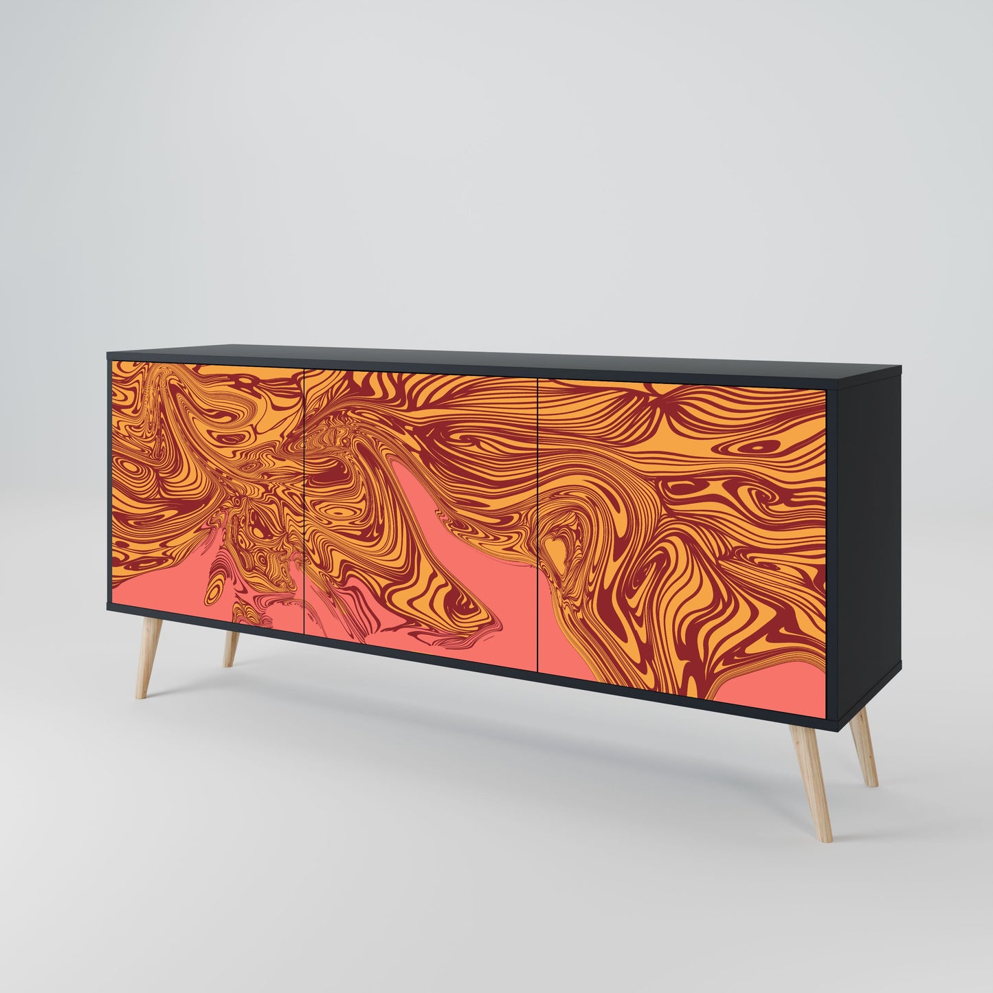 Credenza a 3 ante FLOATING THOUGHTS in finitura nera