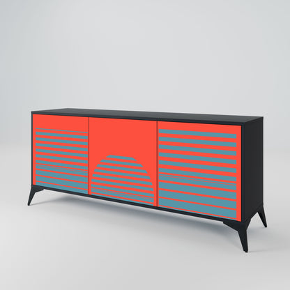 Credenza a 3 ante RISING GEOMETRY STARS in finitura nera