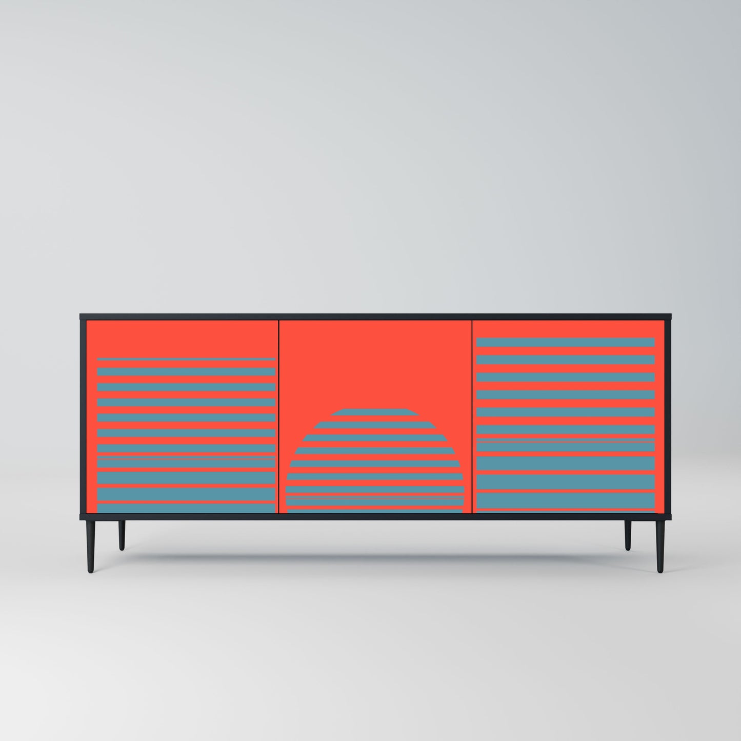 Credenza a 3 ante RISING GEOMETRY STARS in finitura nera