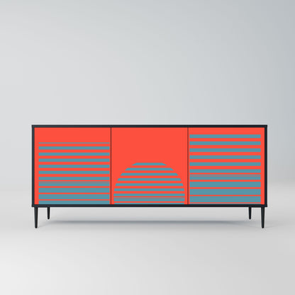 Credenza a 3 ante RISING GEOMETRY STARS in finitura nera