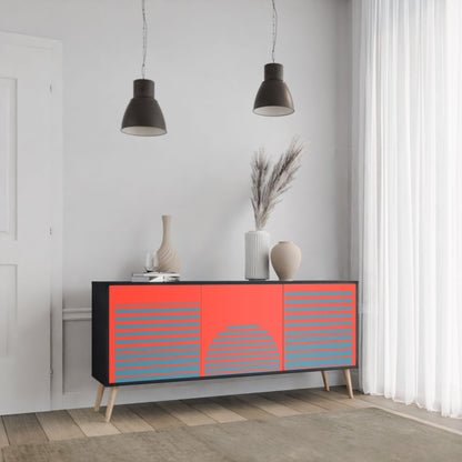 Credenza a 3 ante RISING GEOMETRY STARS in finitura nera