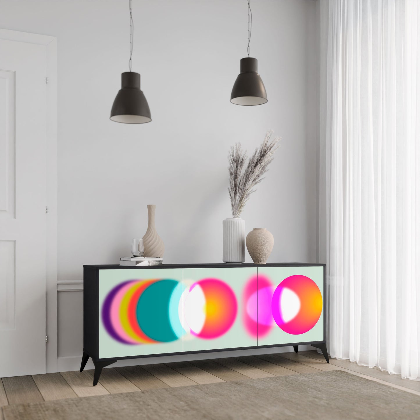 Credenza SYMPHONY OF COLORS a 3 ante in finitura nera