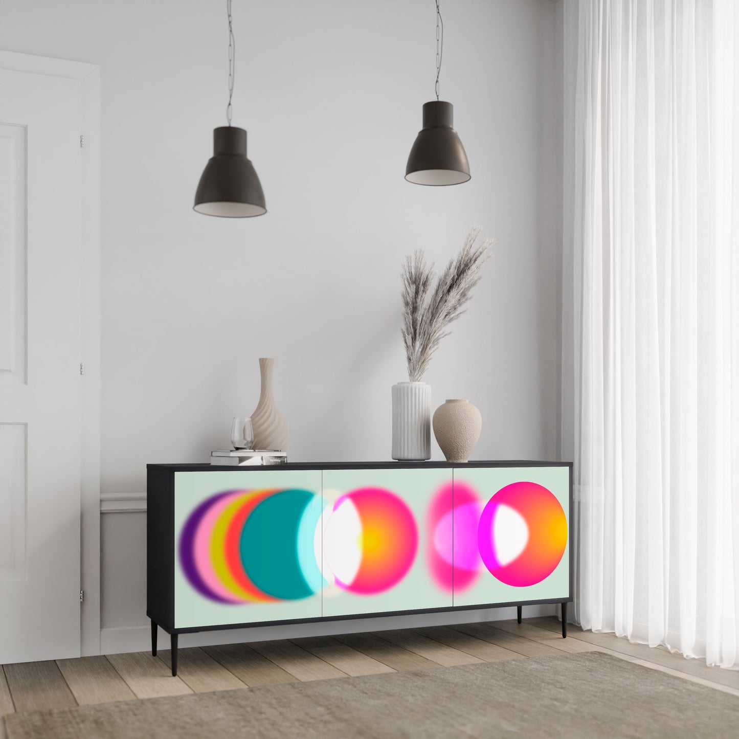 Credenza SYMPHONY OF COLORS a 3 ante in finitura nera