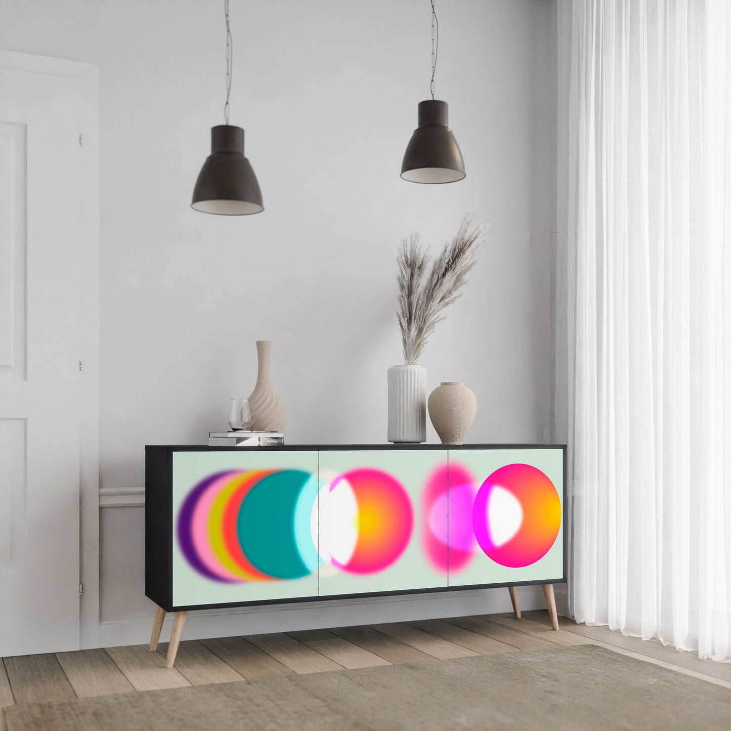 Credenza SYMPHONY OF COLORS a 3 ante in finitura nera