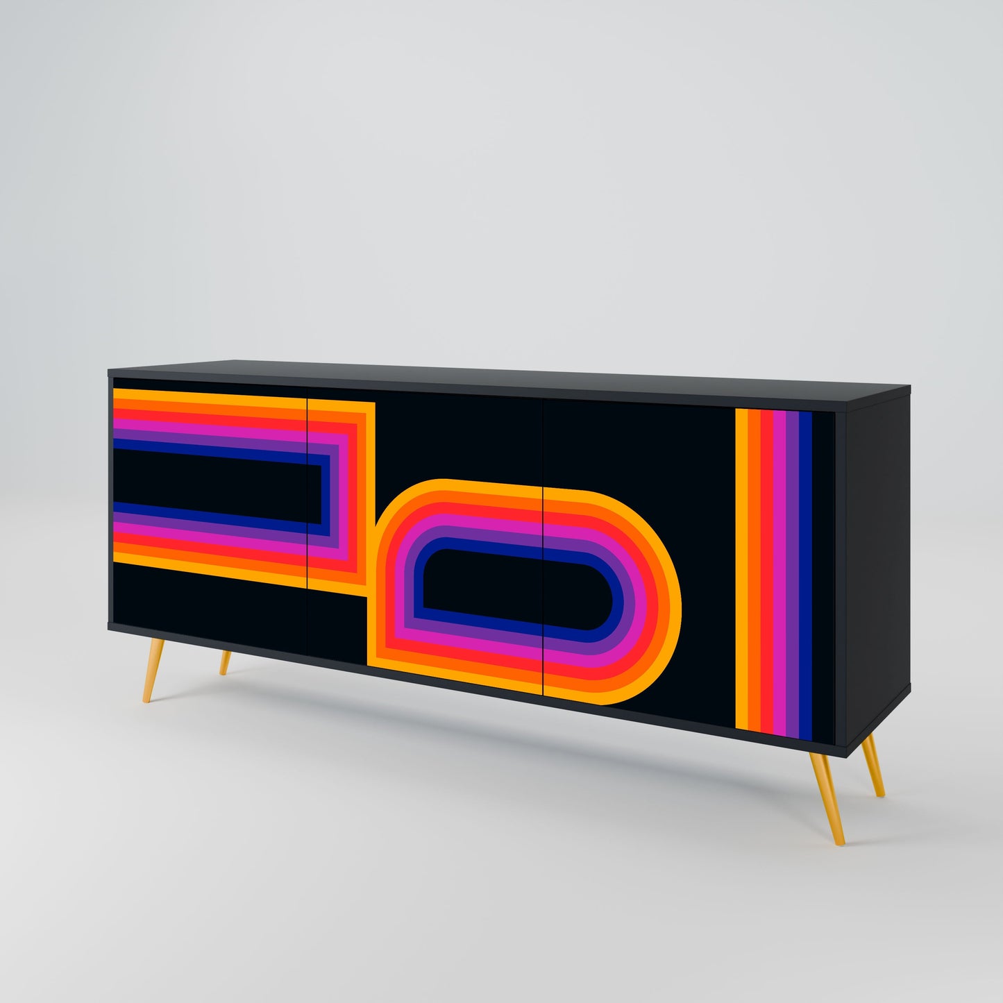 Credenza a 3 ante BLINDED BY THE LIGHTS in finitura nera