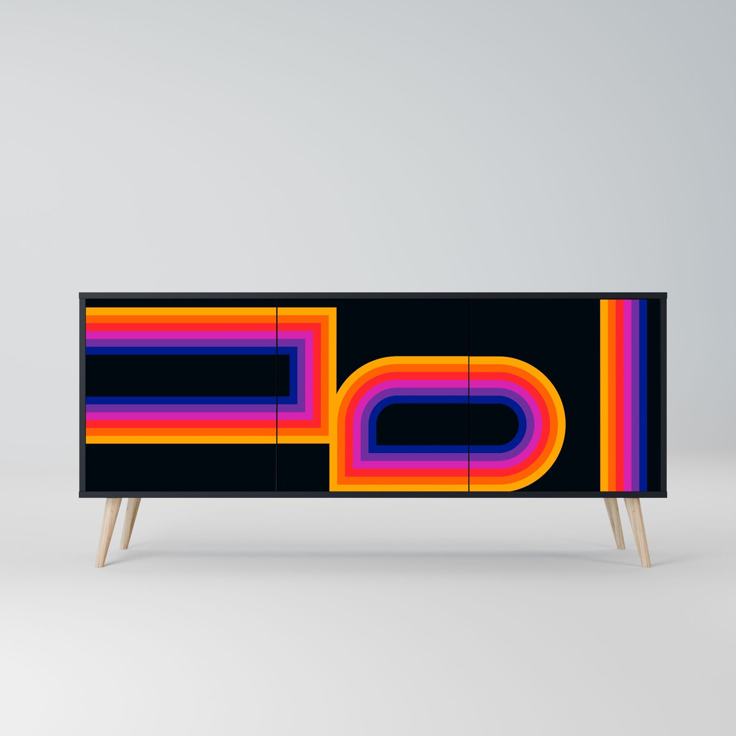 Credenza a 3 ante BLINDED BY THE LIGHTS in finitura nera