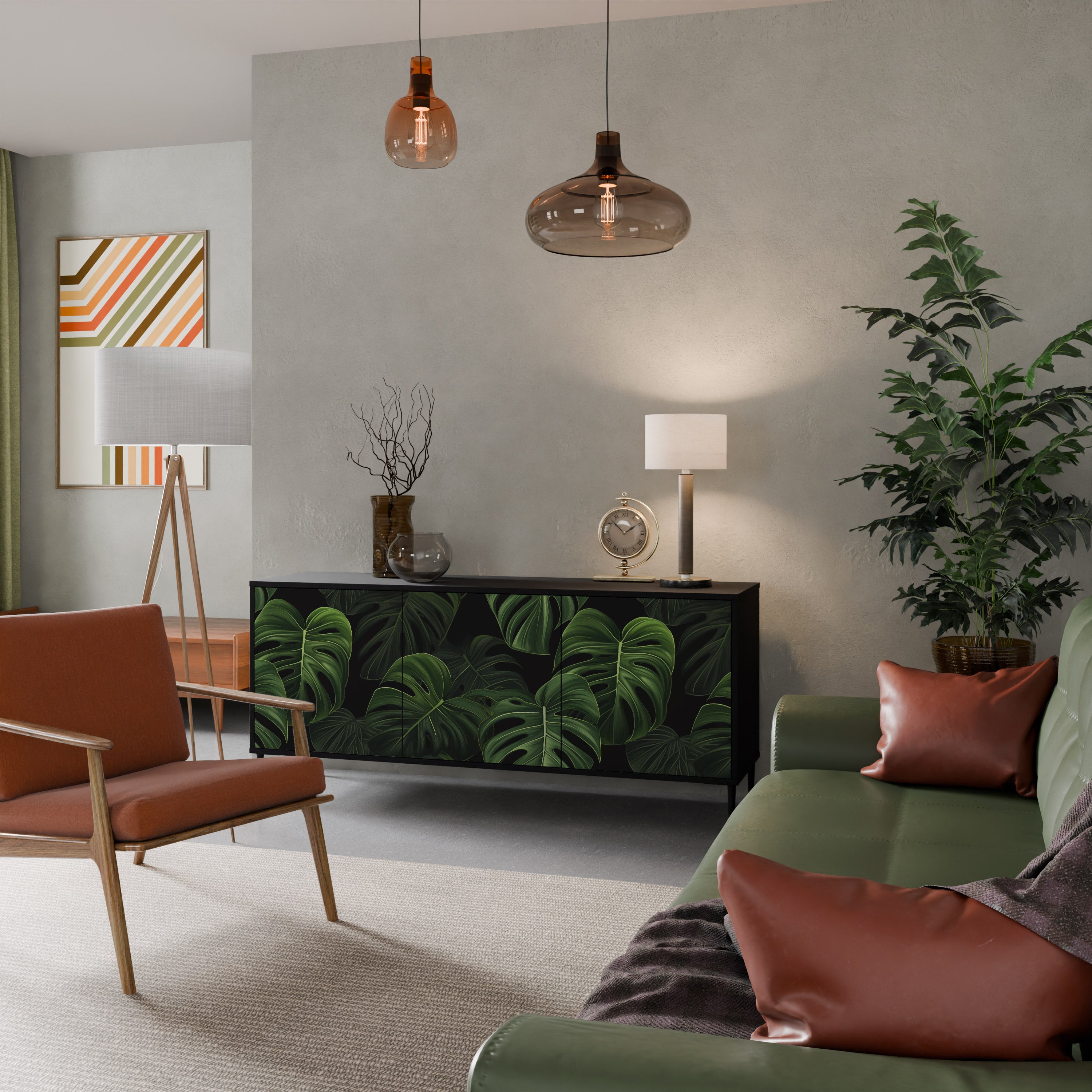 INFINITE MONSTERA Skänk med tre dörrar