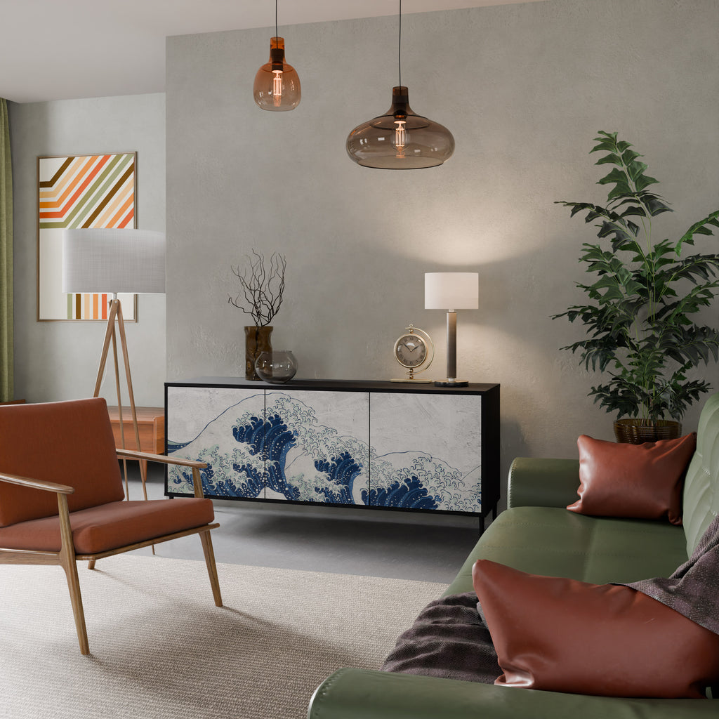 THE GREAT WAVE AT KANAGAWA Skänk med tre dörrar