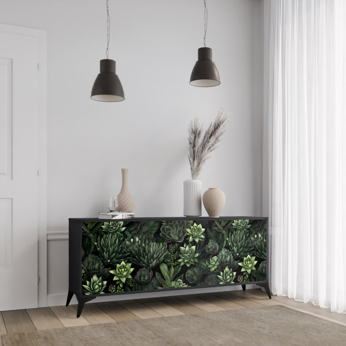 SUCCULENT JUNGLE Skänk med tre dörrar