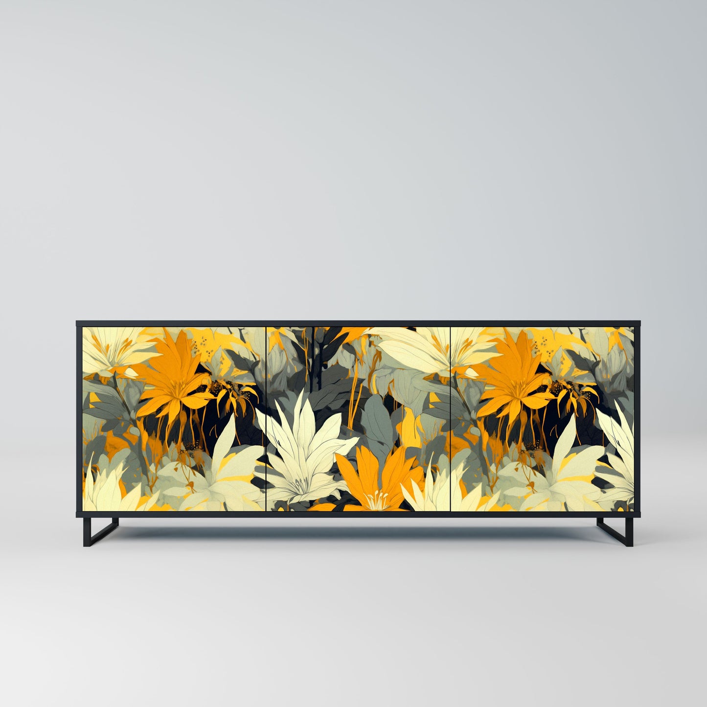 SUNKISSED LILY 3-Door Sideboard in Black Finish