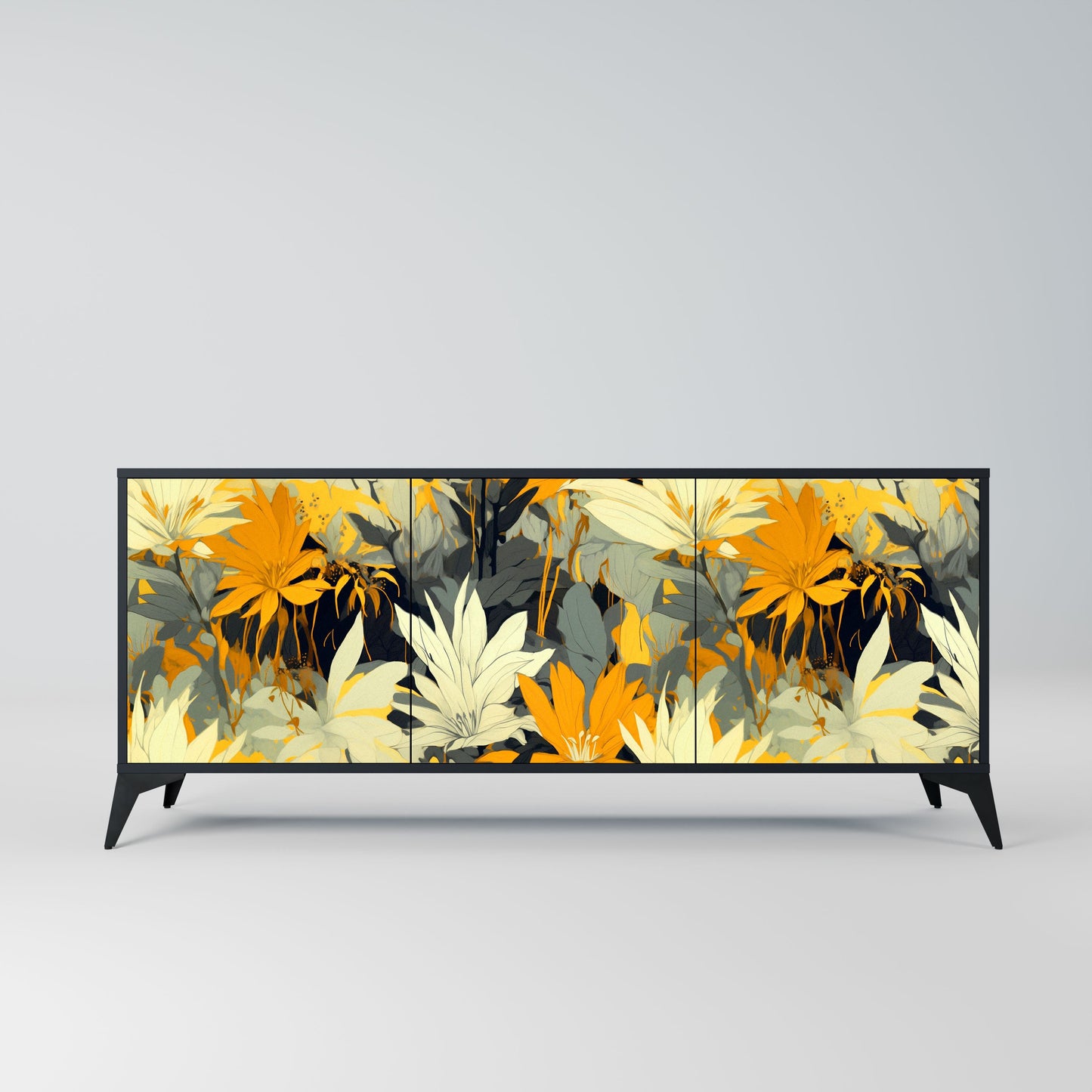 SUNKISSED LILY 3-Door Sideboard in Black Finish