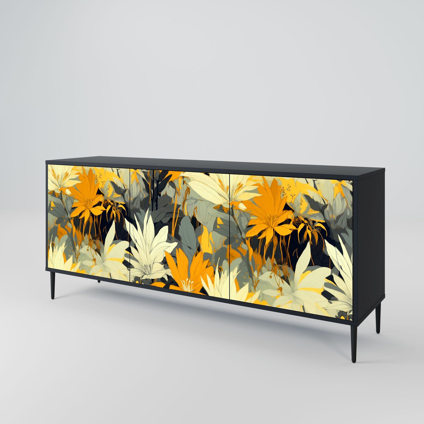 SUNKISSED LILY 3-Door Sideboard in Black Finish