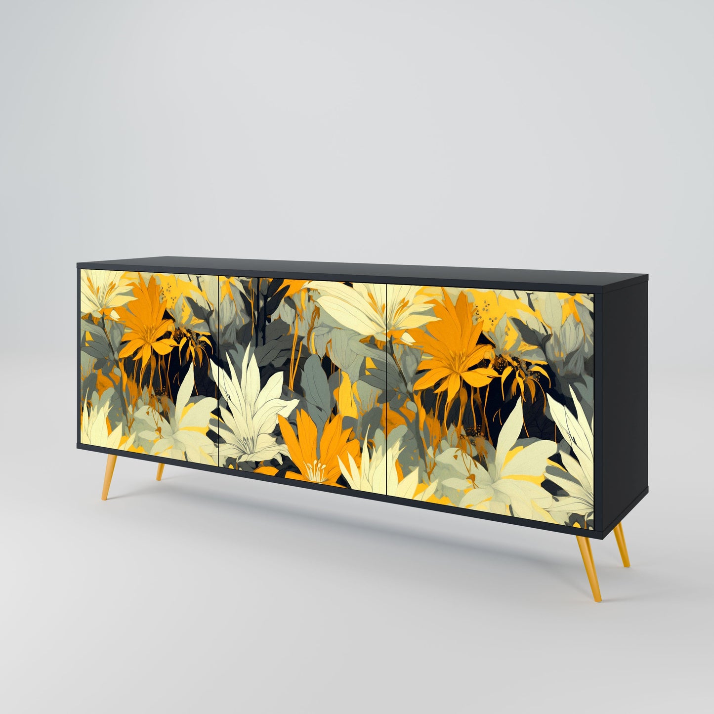 SUNKISSED LILY 3-Door Sideboard in Black Finish