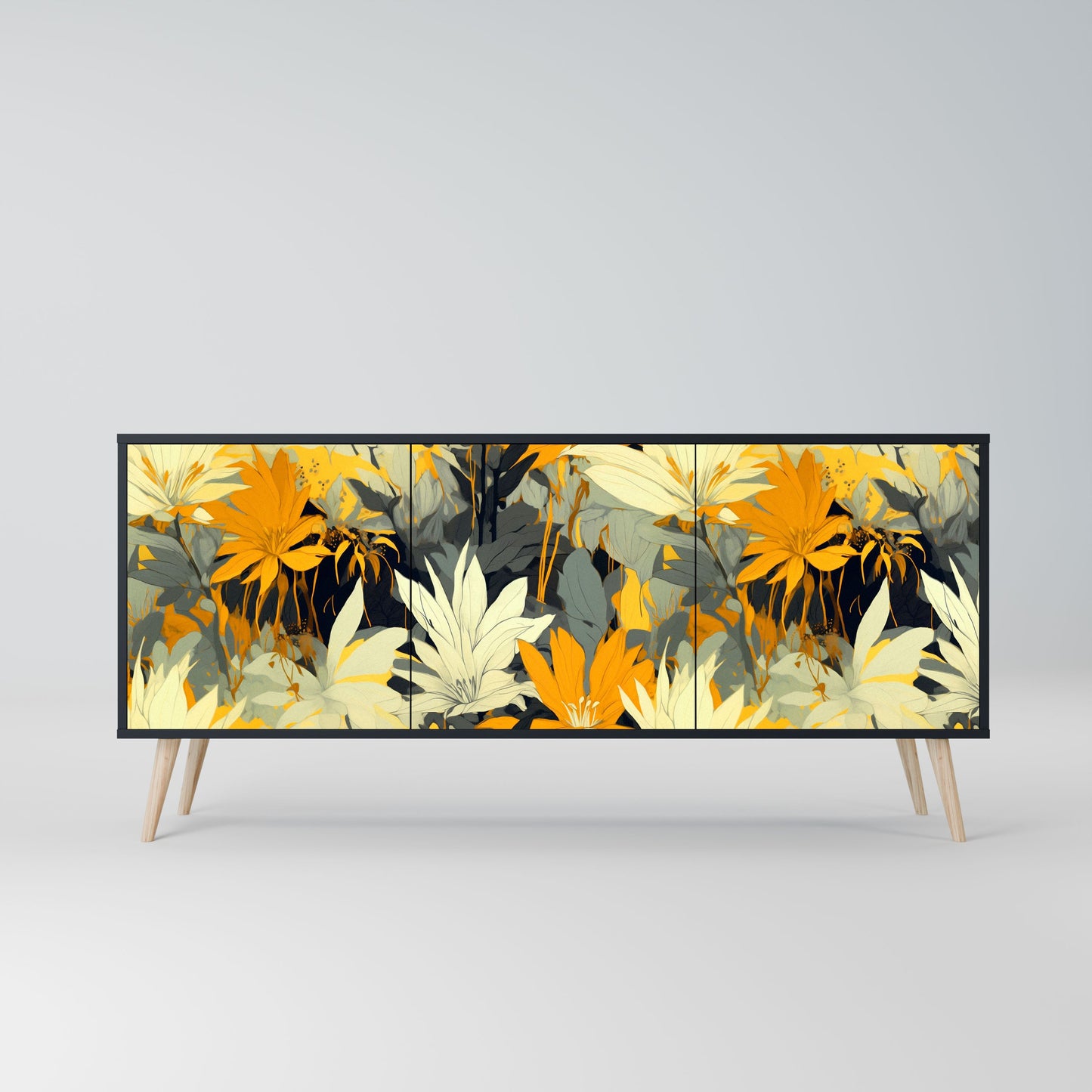 SUNKISSED LILY 3-Door Sideboard in Black Finish