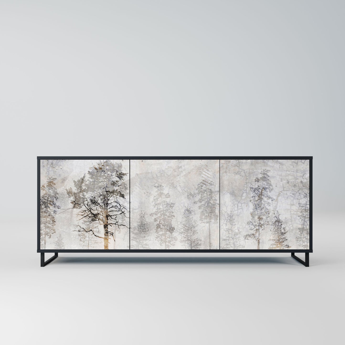 Credenza a 3 ante FADE IN THE TREES in finitura nera