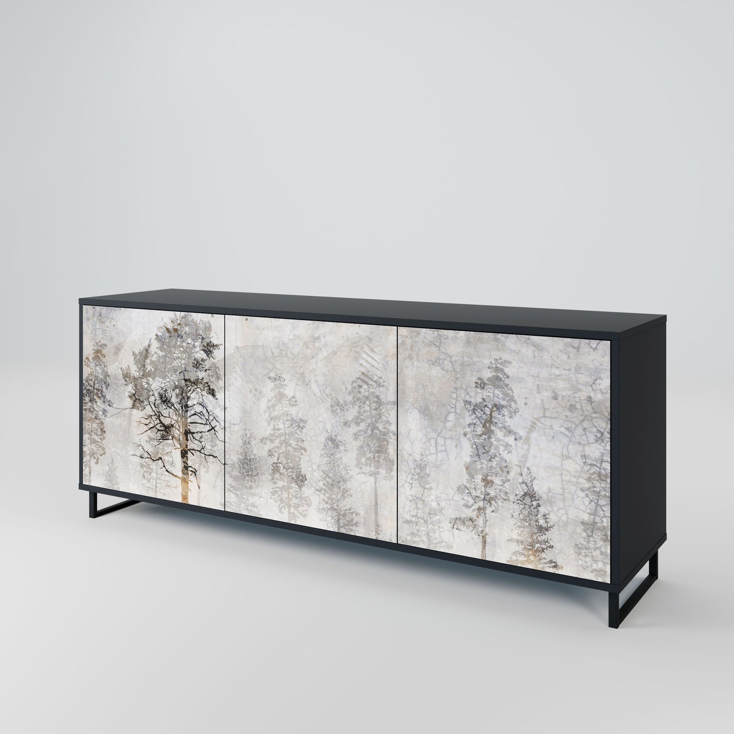 Credenza a 3 ante FADE IN THE TREES in finitura nera