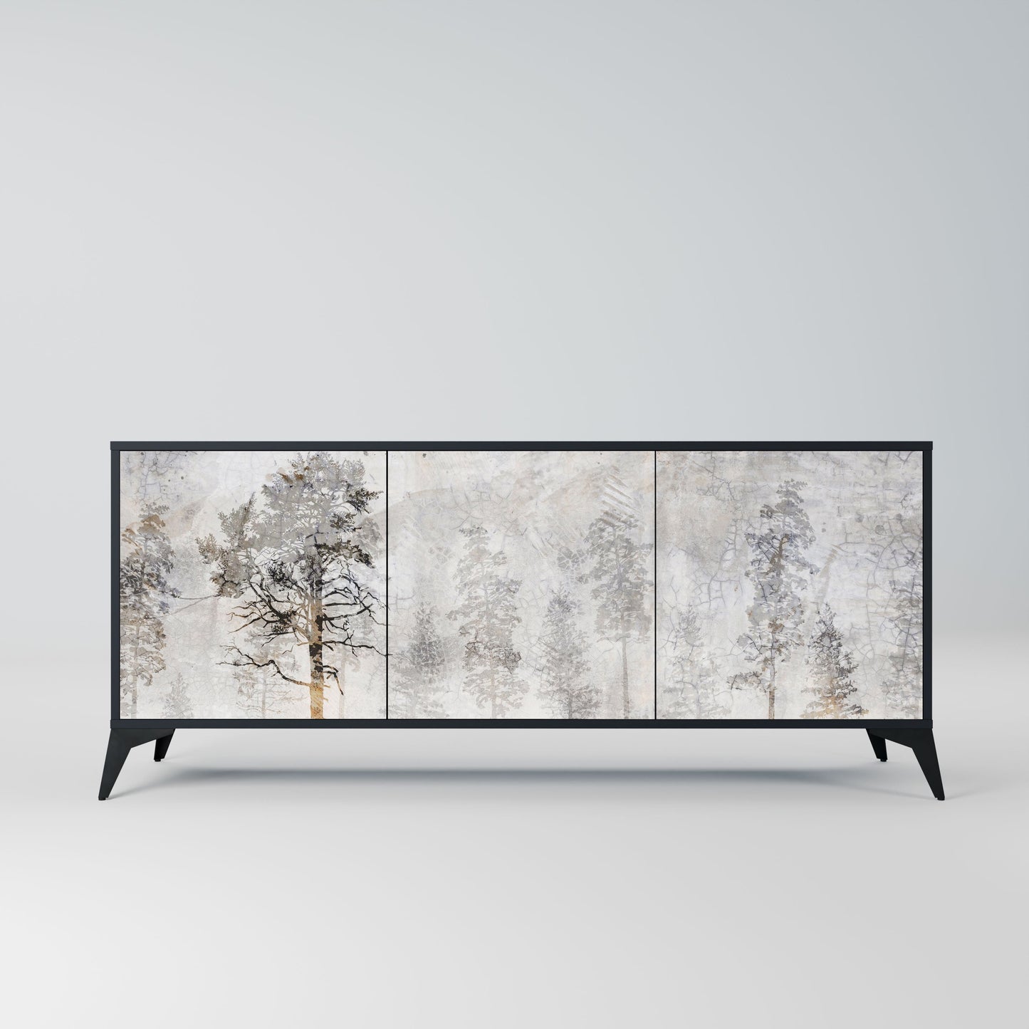 Credenza a 3 ante FADE IN THE TREES in finitura nera