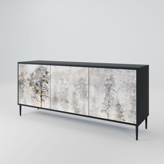 Credenza a 3 ante FADE IN THE TREES in finitura nera