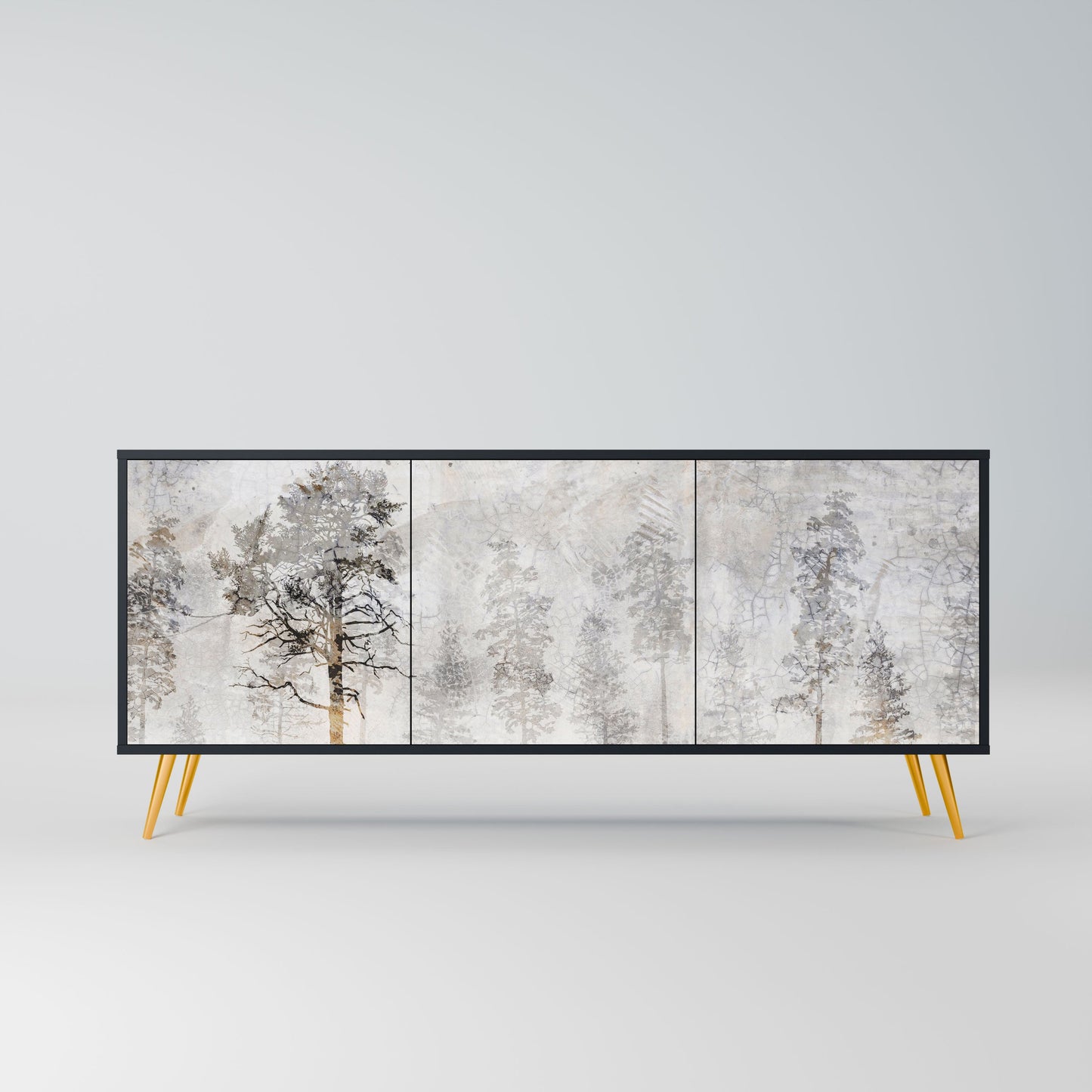 Credenza a 3 ante FADE IN THE TREES in finitura nera