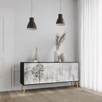 Credenza a 3 ante FADE IN THE TREES in finitura nera