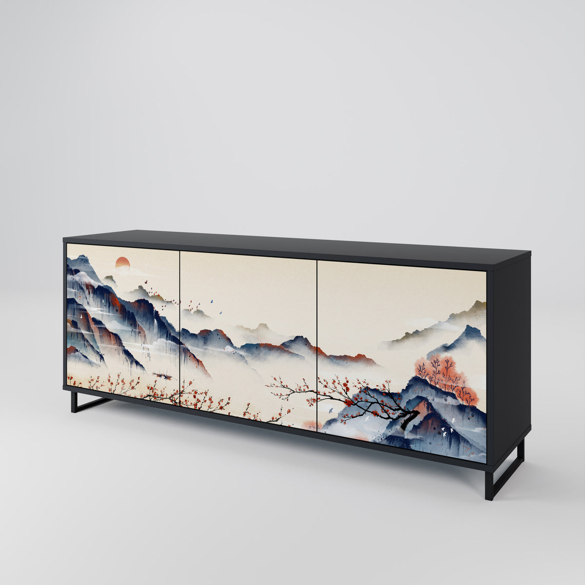 JAPANESE LANDSCAPE Skänk med tre dörrar