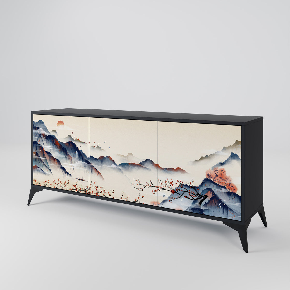 JAPANESE LANDSCAPE Skänk med tre dörrar