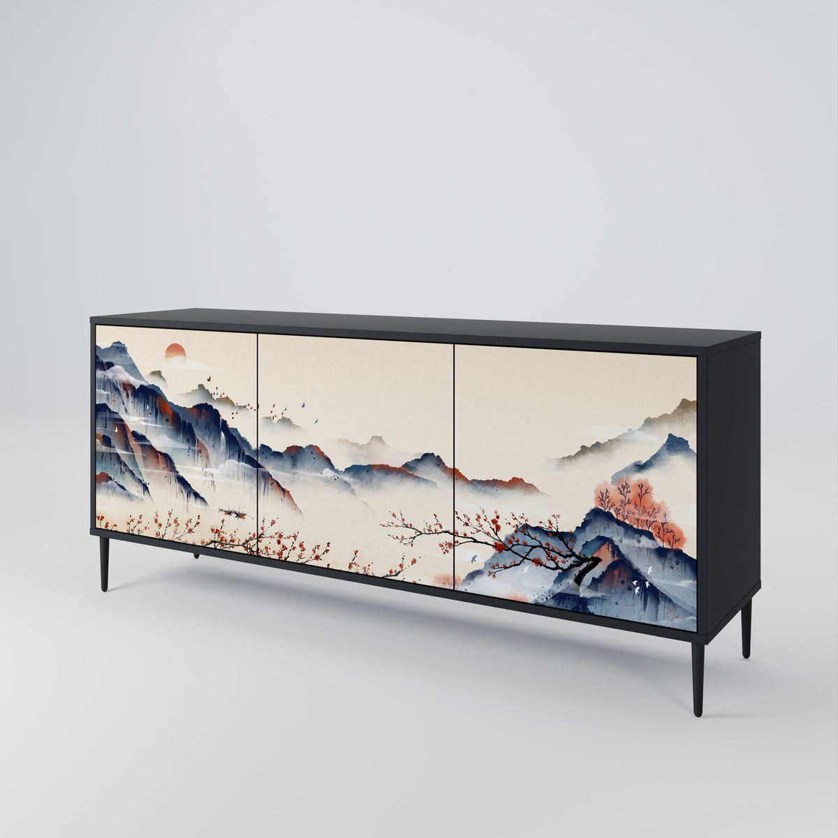 JAPANESE LANDSCAPE Skänk med tre dörrar