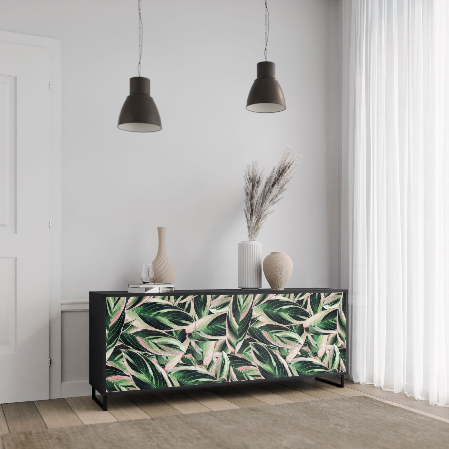 Credenza EERIE STROMANTHE a 3 ante in finitura nera