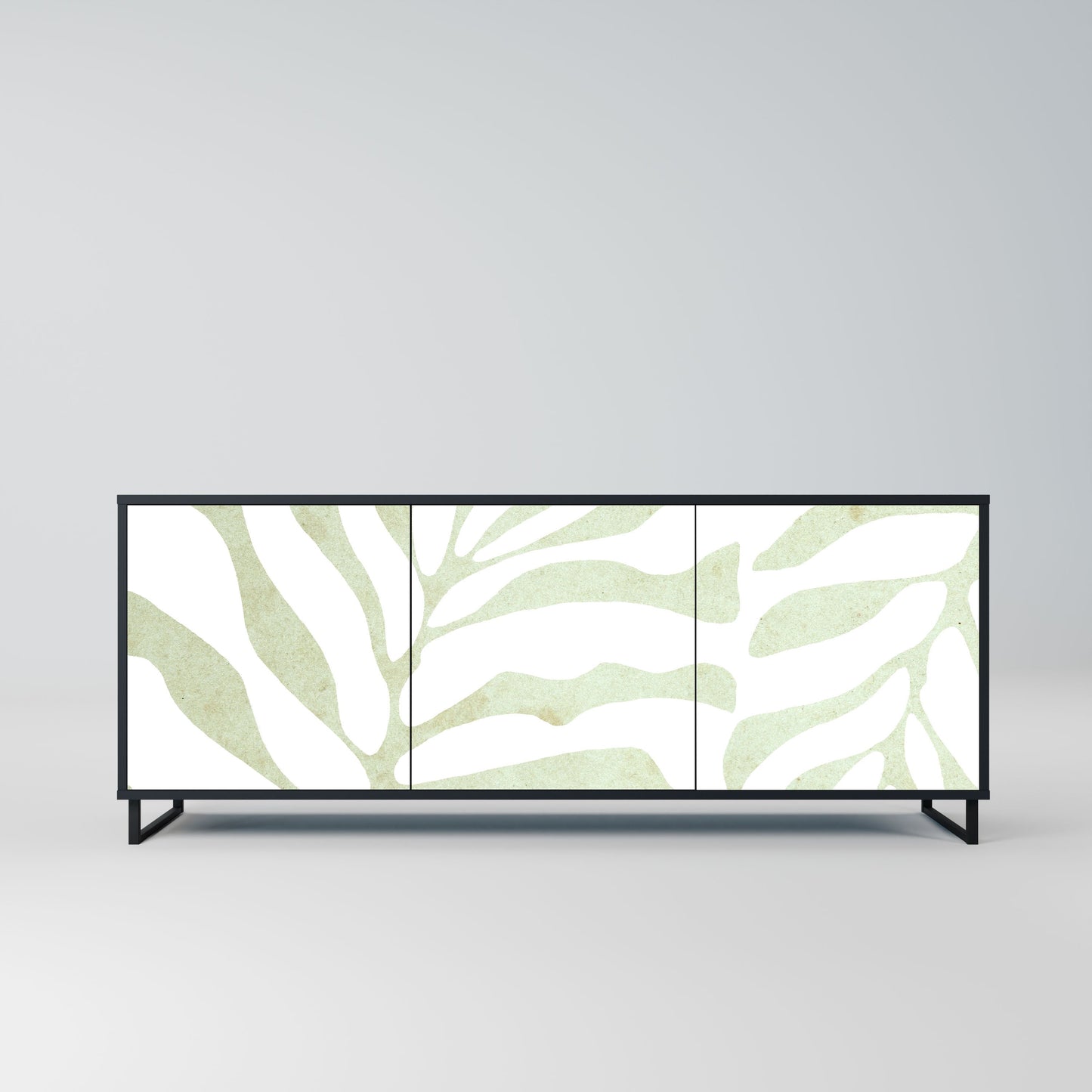 BOTANICAL SPARK 3-Door Sideboard in Black Finish