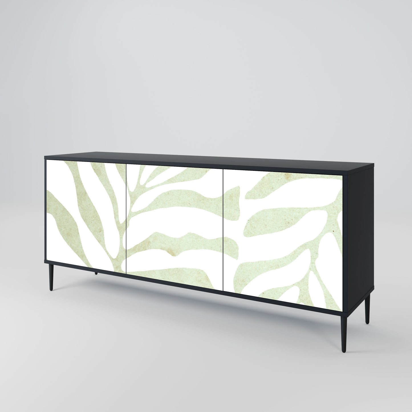 BOTANICAL SPARK 3-Door Sideboard in Black Finish