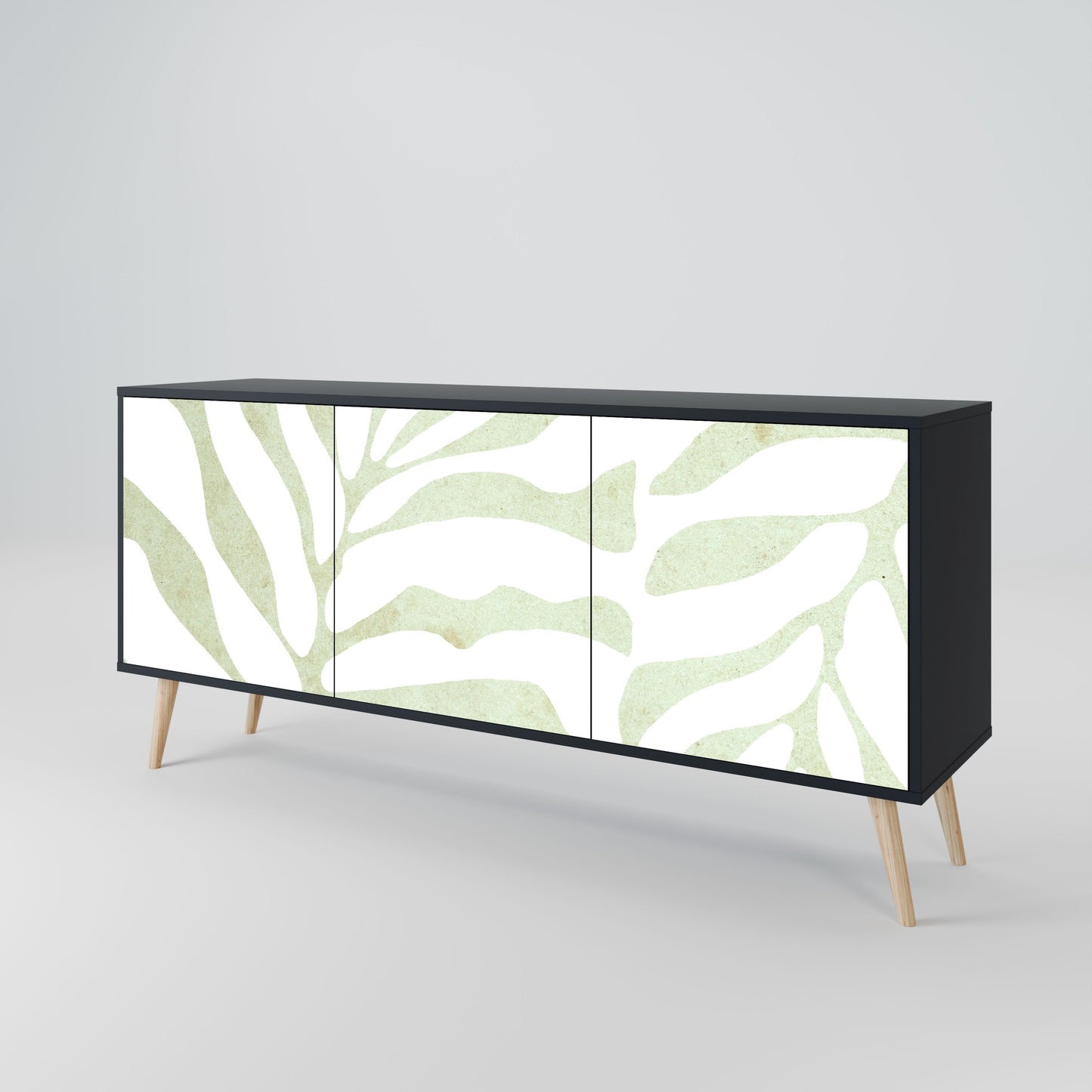 BOTANICAL SPARK 3-Door Sideboard in Black Finish