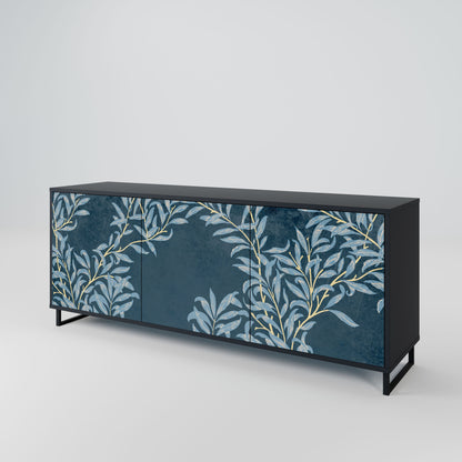 Buffet 3 portes BLUE LEAVES en finition noire