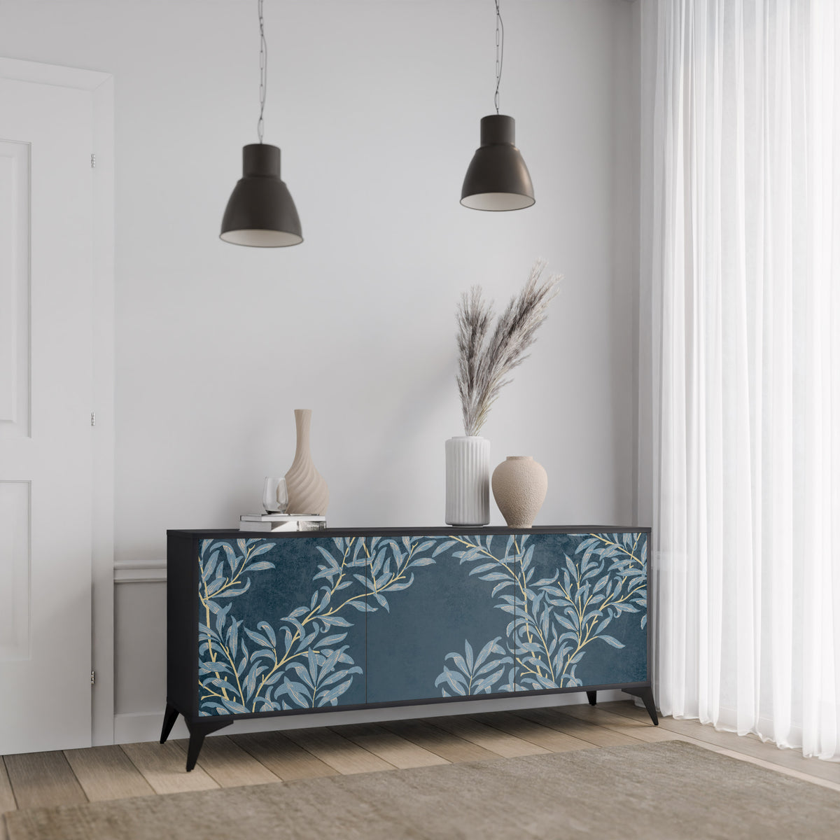 BLUE LEAVES 3-türiges Sideboard