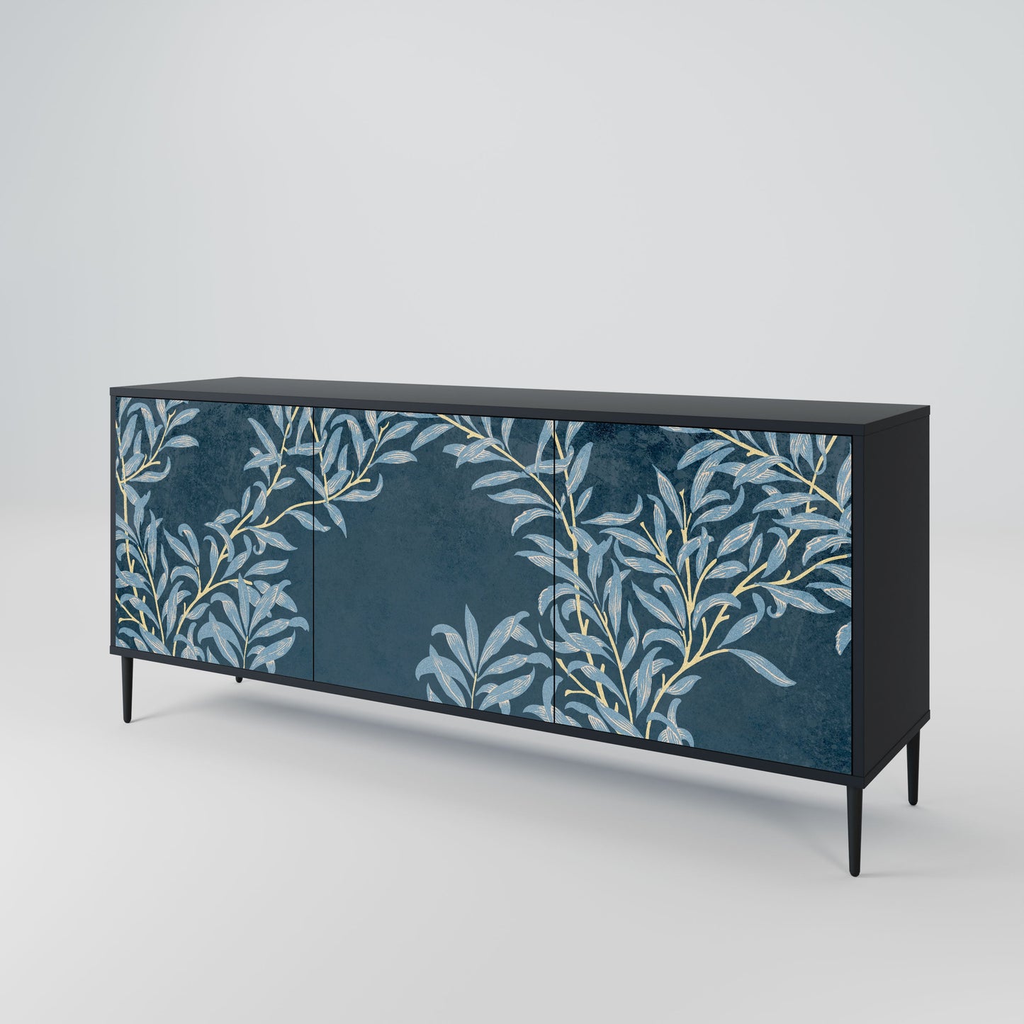 Buffet 3 portes BLUE LEAVES en finition noire