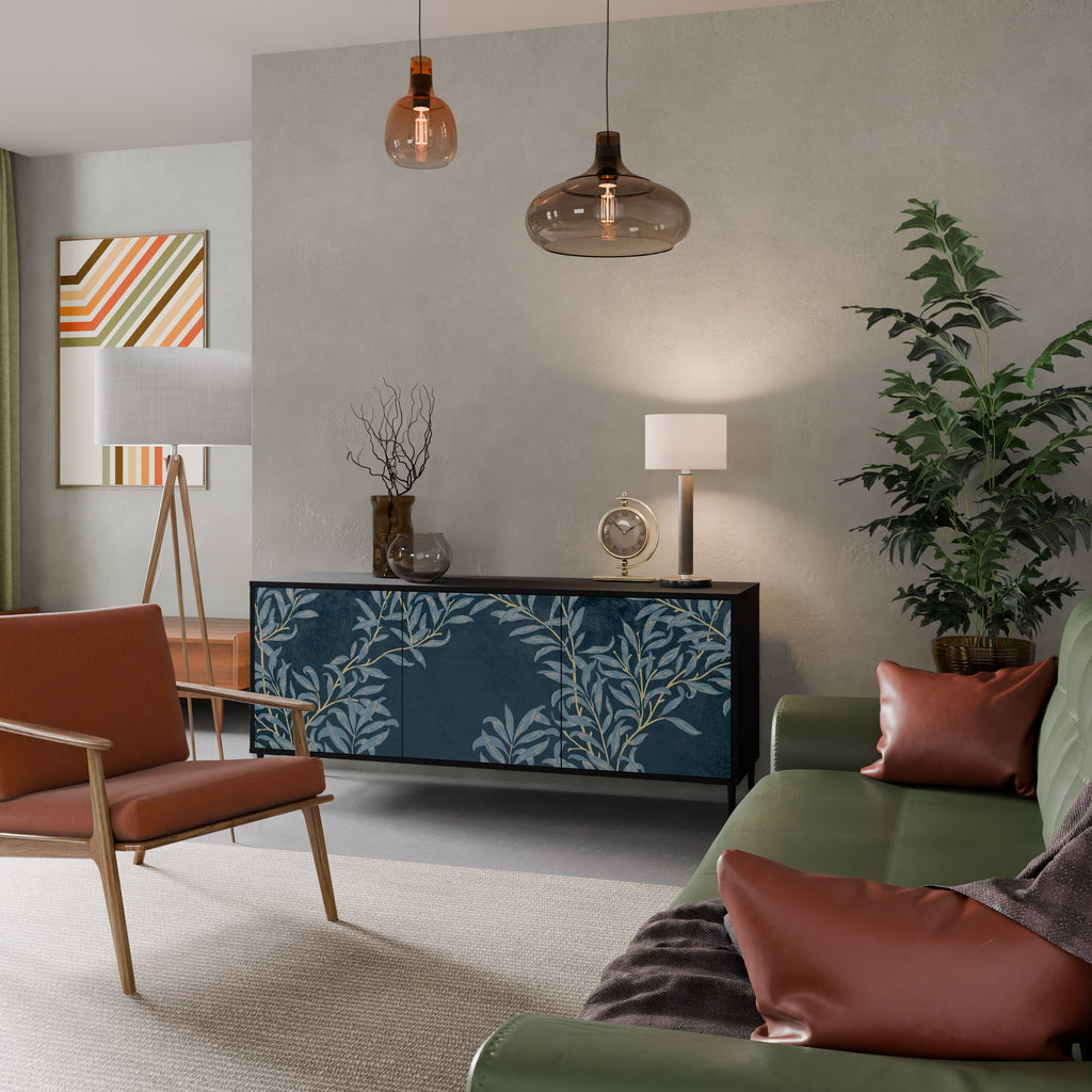 BLUE LEAVES Aparador de 3 Puertas